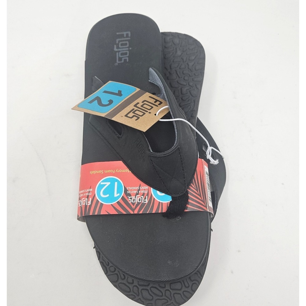 Men's Flojos Flip Flops Black Size 12 1482126